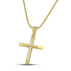 Βαπτιστικός Σταυρός για Κορίτσι CS033 Χρυσός 14K Δίχρωμος με Λευκόχρυσες Λεπτομέρειες