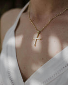 Βαπτιστικός Σταυρός για Κορίτσι CS033 Χρυσός 14K Δίχρωμος με Λευκόχρυσες Λεπτομέρειες