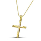 Βαπτιστικός Σταυρός για Κορίτσι CS026 Χρυσός 14K Δίχρωμος με Λευκόχρυση Λεπτομέρεια
