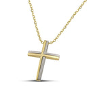 Βαπτιστικός Σταυρός για Κορίτσι CS040 Χρυσός 14K Δίχρωμος Ματ