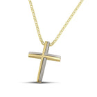 Βαπτιστικός Σταυρός για Κορίτσι CS040 Χρυσός 14K Δίχρωμος Ματ