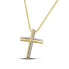 Βαπτιστικός Σταυρός για Κορίτσι CS040 Χρυσός 14K Δίχρωμος Ματ