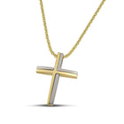 Βαπτιστικός Σταυρός για Κορίτσι CS040 Χρυσός 14K Δίχρωμος Ματ