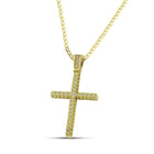 Βαπτιστικός Σταυρός για Κορίτσι MCS083 Χρυσός 14K με Ζιργκόν και στις Δύο Όψεις