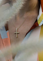 Βαπτιστικός Σταυρός για Κορίτσι MCS083 Χρυσός 14K με Ζιργκόν και στις Δύο Όψεις