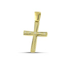 Βαπτιστικός Σταυρός για Κορίτσι MCS095 Χρυσός 14K Διπλής Όψεως με Γεωμετρικές Λεπτομέρειες και Ζιργκόν