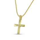 Βαπτιστικός Σταυρός για Κορίτσι MCS095 Χρυσός 14K Διπλής Όψεως με Γεωμετρικές Λεπτομέρειες και Ζιργκόν