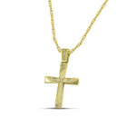Βαπτιστικός Σταυρός για Κορίτσι MCS095 Χρυσός 14K Διπλής Όψεως με Γεωμετρικές Λεπτομέρειες και Ζιργκόν