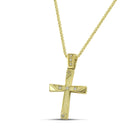 Βαπτιστικός Σταυρός για Κορίτσι MCS095 Χρυσός 14K Διπλής Όψεως με Γεωμετρικές Λεπτομέρειες και Ζιργκόν