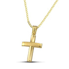 Βαπτιστικός Σταυρός για Κορίτσι CS028 Χρυσός 14K Κλασικός με Ματ Γραμμή