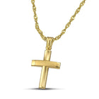 Βαπτιστικός Σταυρός για Κορίτσι CS028 Χρυσός 14K Κλασικός με Ματ Γραμμή