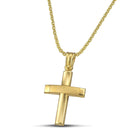 Βαπτιστικός Σταυρός για Κορίτσι CS028 Χρυσός 14K Κλασικός με Ματ Γραμμή