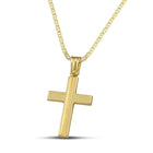 Βαπτιστικός Σταυρός για Κορίτσι CS031 Χρυσός 14K Κλασικός με Ματ Γραμμή στο Κέντρο