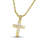 Βαπτιστικός Σταυρός για Κορίτσι CS016 Χρυσός 14K με Λευκόχρυσες Λεπτομέρειες & Ζιργκόν