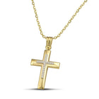 Βαπτιστικός Σταυρός για Κορίτσι CS016 Χρυσός 14K με Λευκόχρυσες Λεπτομέρειες & Ζιργκόν