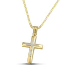 Βαπτιστικός Σταυρός για Κορίτσι CS016 Χρυσός 14K με Λευκόχρυσες Λεπτομέρειες & Ζιργκόν