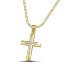 Βαπτιστικός Σταυρός για Κορίτσι CS016 Χρυσός 14K με Λευκόχρυσες Λεπτομέρειες & Ζιργκόν