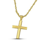 Βαπτιστικός Σταυρός για Κορίτσι CS037 Χρυσός 14K Λουστρέ με Ανάγλυφη Γραμμή