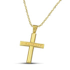 Βαπτιστικός Σταυρός για Κορίτσι CS037 Χρυσός 14K Λουστρέ με Ανάγλυφη Γραμμή