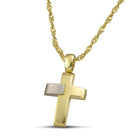 Βαπτιστικός Σταυρός για Κορίτσι CS044 Χρυσός 14K Ματ με Ασύμμετρη Λευκόχρυση Λεπτομέρεια