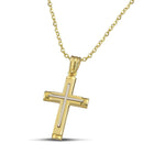 Βαπτιστικός Σταυρός για Κορίτσι CS045 Χρυσός 14K Ματ με Λευκόχρυσο Σχέδιο