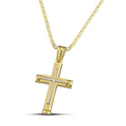 Βαπτιστικός Σταυρός για Κορίτσι CS045 Χρυσός 14K Ματ με Λευκόχρυσο Σχέδιο