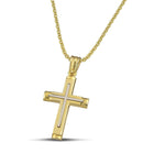 Βαπτιστικός Σταυρός για Κορίτσι CS045 Χρυσός 14K Ματ με Λευκόχρυσο Σχέδιο