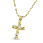 Βαπτιστικός Σταυρός για Κορίτσι CS045 Χρυσός 14K Ματ με Λευκόχρυσο Σχέδιο