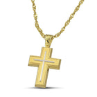 Βαπτιστικός Σταυρός για Κορίτσι CS038 Χρυσός 14K Ματ με Λευκόχρυσο Σταυρό