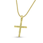 Βαπτιστικός Σταυρός για Κορίτσι MCS087 Χρυσός 14K Ματ με Ζιργκόν και Λουστρέ Άκρες