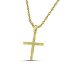 Βαπτιστικός Σταυρός για Κορίτσι MCS087 Χρυσός 14K Ματ με Ζιργκόν και Λουστρέ Άκρες