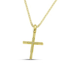 Βαπτιστικός Σταυρός για Κορίτσι MCS087 Χρυσός 14K Ματ με Ζιργκόν και Λουστρέ Άκρες