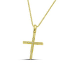 Βαπτιστικός Σταυρός για Κορίτσι MCS087 Χρυσός 14K Ματ με Ζιργκόν και Λουστρέ Άκρες