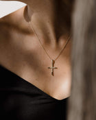 Βαπτιστικός Σταυρός για Κορίτσι MCS087 Χρυσός 14K Ματ με Ζιργκόν και Λουστρέ Άκρες