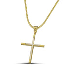 Βαπτιστικός Σταυρός για Κορίτσι CS023 Χρυσός 14K Μίνιμαλ με Λευκόχρυσο Σχέδιο