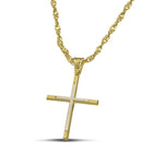 Βαπτιστικός Σταυρός για Κορίτσι CS023 Χρυσός 14K Μίνιμαλ με Λευκόχρυσο Σχέδιο