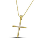 Βαπτιστικός Σταυρός για Κορίτσι CS023 Χρυσός 14K Μίνιμαλ με Λευκόχρυσο Σχέδιο