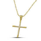 Βαπτιστικός Σταυρός για Κορίτσι CS023 Χρυσός 14K Μίνιμαλ με Λευκόχρυσο Σχέδιο