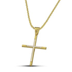 Βαπτιστικός Σταυρός για Κορίτσι CS023 Χρυσός 14K Μίνιμαλ με Λευκόχρυσο Σχέδιο