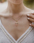 Βαπτιστικός Σταυρός για Κορίτσι CS023 Χρυσός 14K Μίνιμαλ με Λευκόχρυσο Σχέδιο