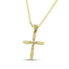 Βαπτιστικός Σταυρός για Κορίτσι MCS092 Χρυσός 14K με Περίτεχνες Γωνίες και Ζιργκόν
