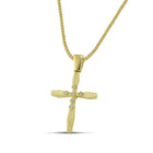 Βαπτιστικός Σταυρός για Κορίτσι MCS092 Χρυσός 14K με Περίτεχνες Γωνίες και Ζιργκόν