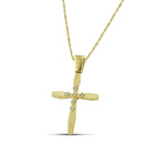 Βαπτιστικός Σταυρός για Κορίτσι MCS092 Χρυσός 14K με Περίτεχνες Γωνίες και Ζιργκόν