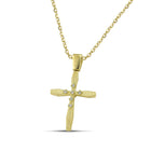 Βαπτιστικός Σταυρός για Κορίτσι MCS092 Χρυσός 14K με Περίτεχνες Γωνίες και Ζιργκόν