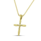 Βαπτιστικός Σταυρός για Κορίτσι MCS092 Χρυσός 14K με Περίτεχνες Γωνίες και Ζιργκόν