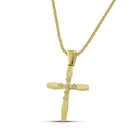 Βαπτιστικός Σταυρός για Κορίτσι MCS092 Χρυσός 14K με Περίτεχνες Γωνίες και Ζιργκόν