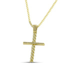 Βαπτιστικός Σταυρός για Κορίτσι MCS084 Χρυσός 14K με Πλεκτή Όψη και Ζιργκόν
