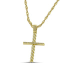 Βαπτιστικός Σταυρός για Κορίτσι MCS084 Χρυσός 14K με Πλεκτή Όψη και Ζιργκόν