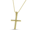 Βαπτιστικός Σταυρός για Κορίτσι MCS084 Χρυσός 14K με Πλεκτή Όψη και Ζιργκόν