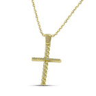 Βαπτιστικός Σταυρός για Κορίτσι MCS084 Χρυσός 14K με Πλεκτή Όψη και Ζιργκόν